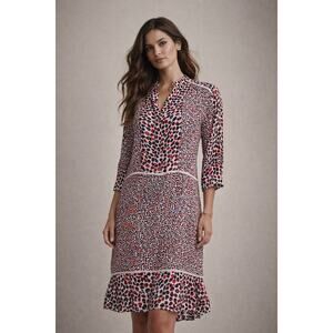 Reiss Anush Red Black White Abstract Print Dress Office Siren Women’s Size 4